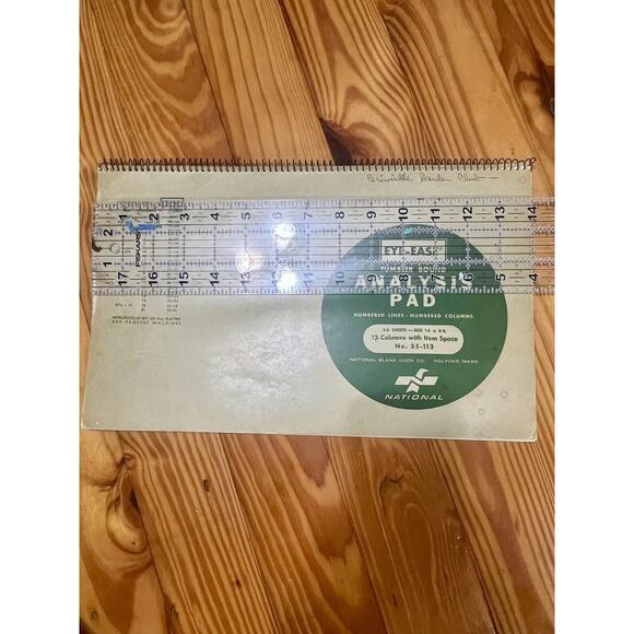 Vintage Analysis Pad National 13 Column 14X8.5" 36 Sheet Eye-Ease 35-113 Spiral - Picture 9 of 16